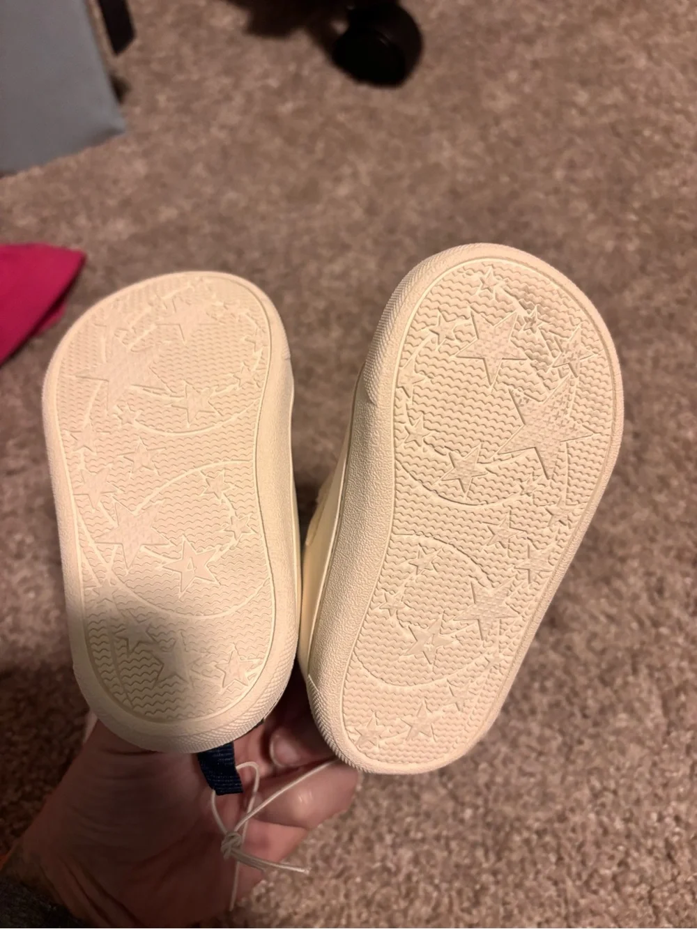 Carter's Cream and Navy Velcro Toddler Sneakers